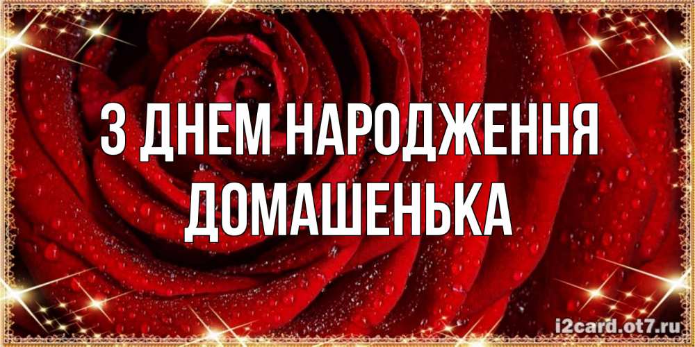Открытка на каждый день з підписом, Домашенька З Днем народження роса на розе блестящая в лучах солнца Прикольна листівка з побажанням онлайн скачати безкоштовно 