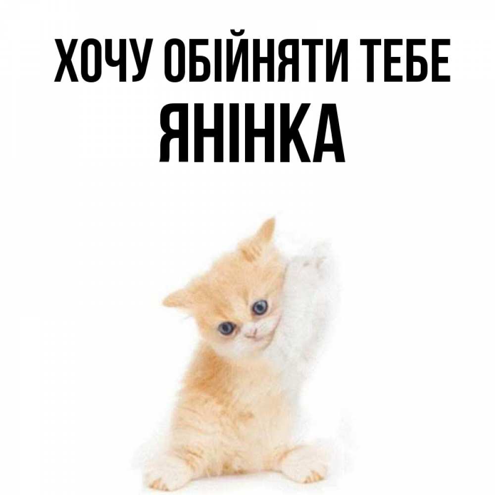 Открытка на каждый день з підписом, Янінка Хочу обійняти тебе я хочу очень скорее обнимаешек Прикольна листівка з побажанням онлайн скачати безкоштовно 