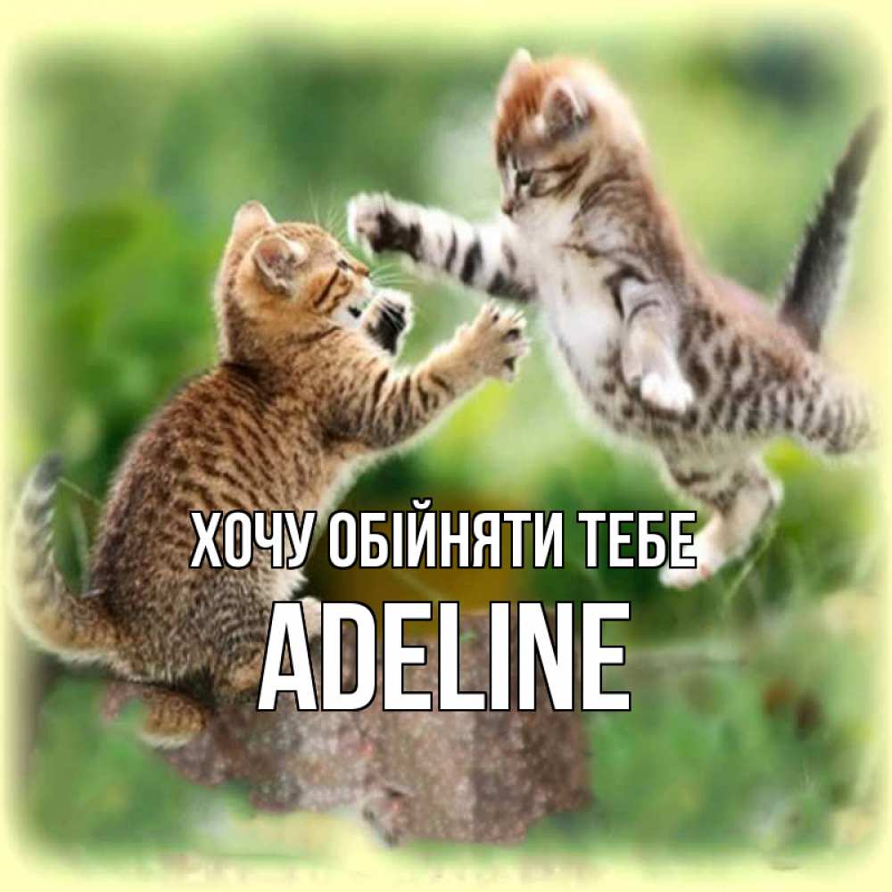 Открытка на каждый день з підписом, Adeline Хочу обійняти тебе игры котят Прикольна листівка з побажанням онлайн скачати безкоштовно 