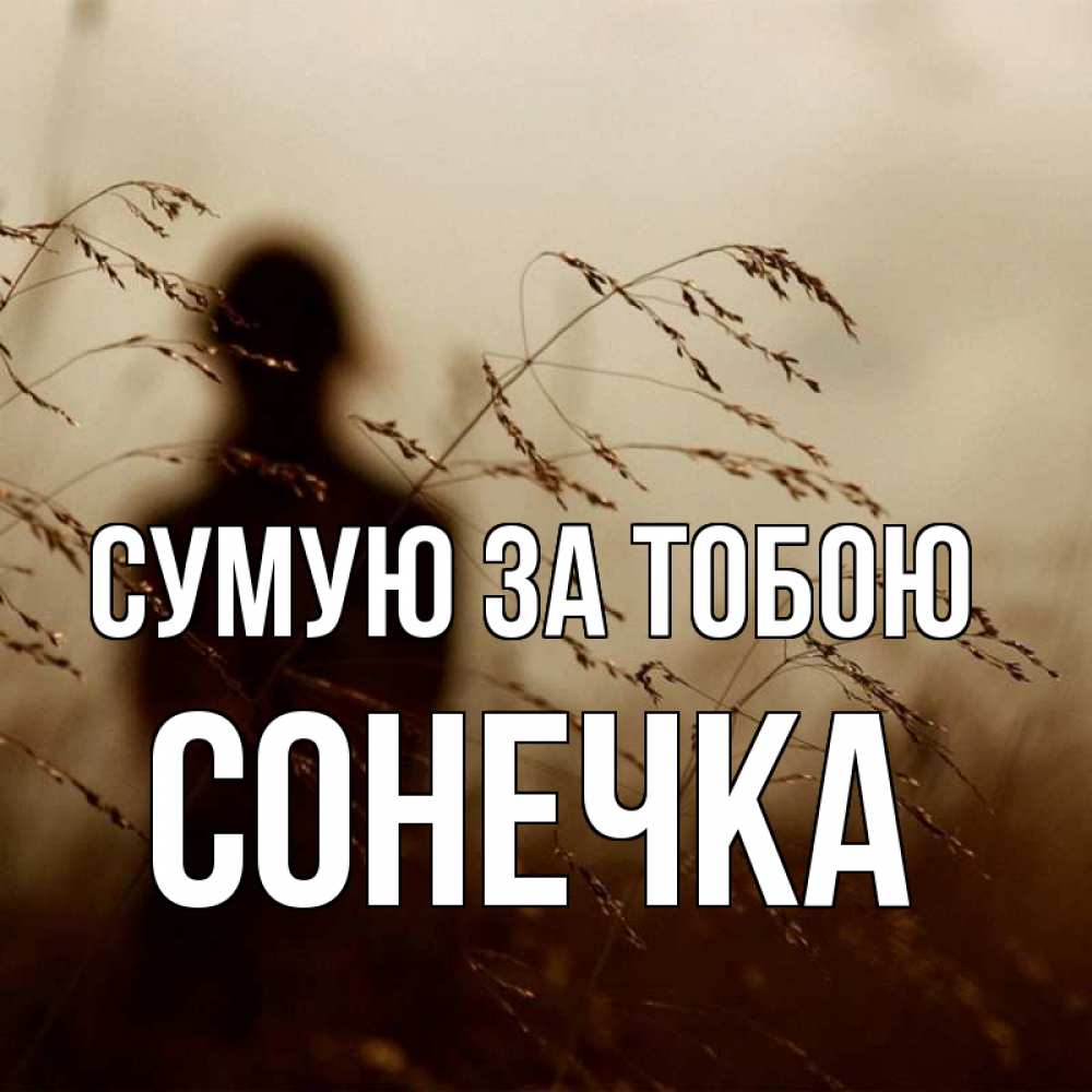 Открытка на каждый день з підписом, Сонечка Сумую за тобою силуэт девушки Прикольна листівка з побажанням онлайн скачати безкоштовно 