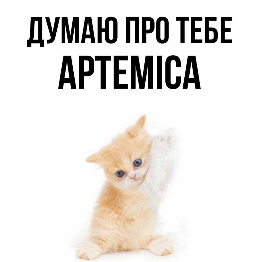 Открытка на каждый день з підписом, Артеміса Думаю про тебе зверушки и милота Прикольна листівка з побажанням онлайн скачати безкоштовно 