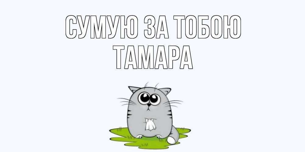 Открытка на каждый день з підписом, Тамара Сумую за тобою открытки с котиками я по тебе скучаю с именем Прикольна листівка з побажанням онлайн скачати безкоштовно 