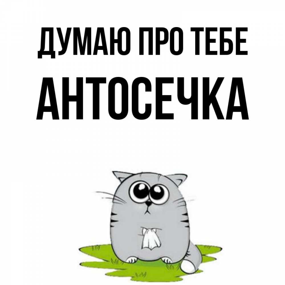 Открытка на каждый день з підписом, Антосечка Думаю про тебе тоска с платочком Прикольна листівка з побажанням онлайн скачати безкоштовно 