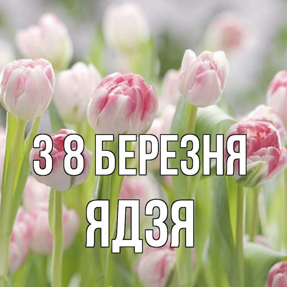 Открытка на каждый день з підписом, Ядзя З 8 БЕРЕЗНЯ цветы Прикольна листівка з побажанням онлайн скачати безкоштовно 