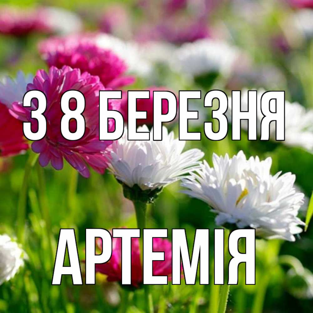 Открытка на каждый день з підписом, Артемія З 8 БЕРЕЗНЯ международный женский день 1 Прикольна листівка з побажанням онлайн скачати безкоштовно 
