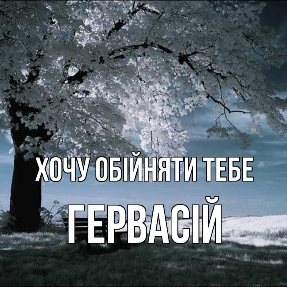 Открытка на каждый день з підписом, Гервасій Хочу обійняти тебе дерево Прикольна листівка з побажанням онлайн скачати безкоштовно 
