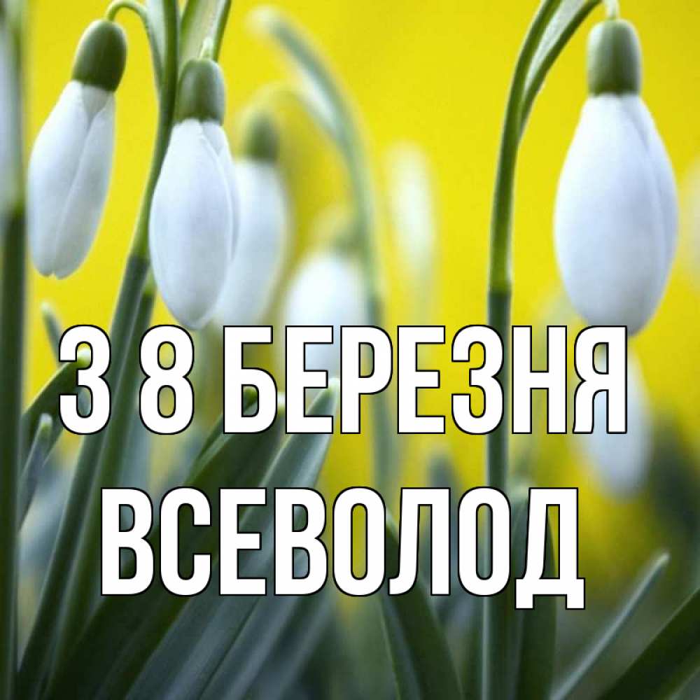 Открытка на каждый день з підписом, Всеволод З 8 БЕРЕЗНЯ весенние цветы Прикольна листівка з побажанням онлайн скачати безкоштовно 