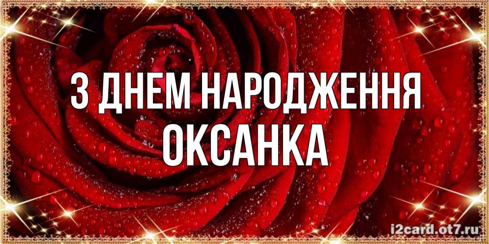 Открытка на каждый день з підписом, Оксанка З Днем народження роса на розе блестящая в лучах солнца Прикольна листівка з побажанням онлайн скачати безкоштовно 