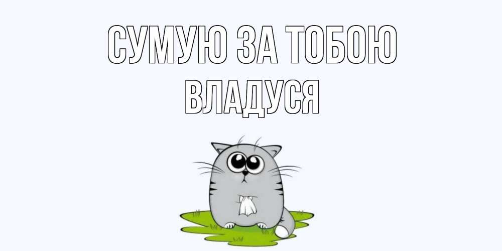 Открытка на каждый день з підписом, Владуся Сумую за тобою открытки с котиками я по тебе скучаю с именем Прикольна листівка з побажанням онлайн скачати безкоштовно 