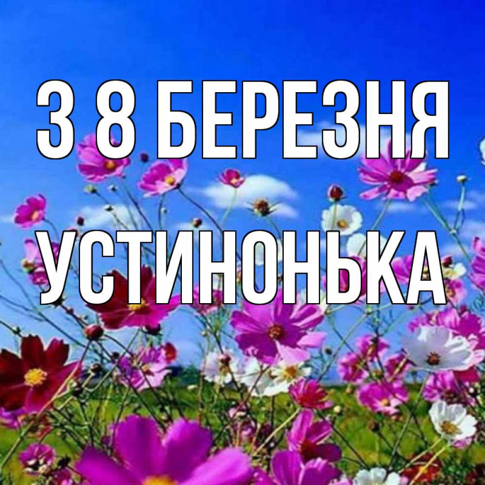 Открытка на каждый день з підписом, Устинонька З 8 БЕРЕЗНЯ цветы Прикольна листівка з побажанням онлайн скачати безкоштовно 