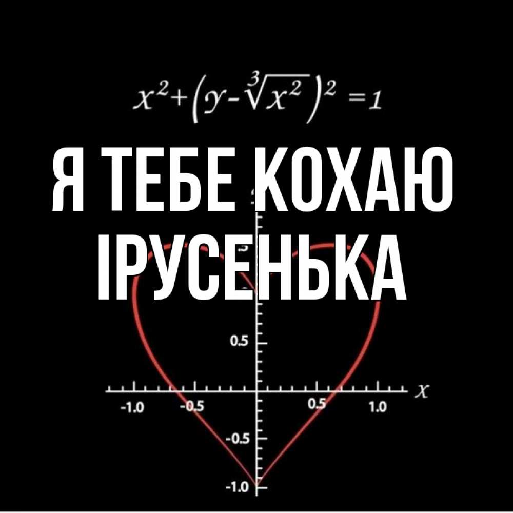 Открытка на каждый день з підписом, Ірусенька Я тебе кохаю сердечная формула Прикольна листівка з побажанням онлайн скачати безкоштовно 