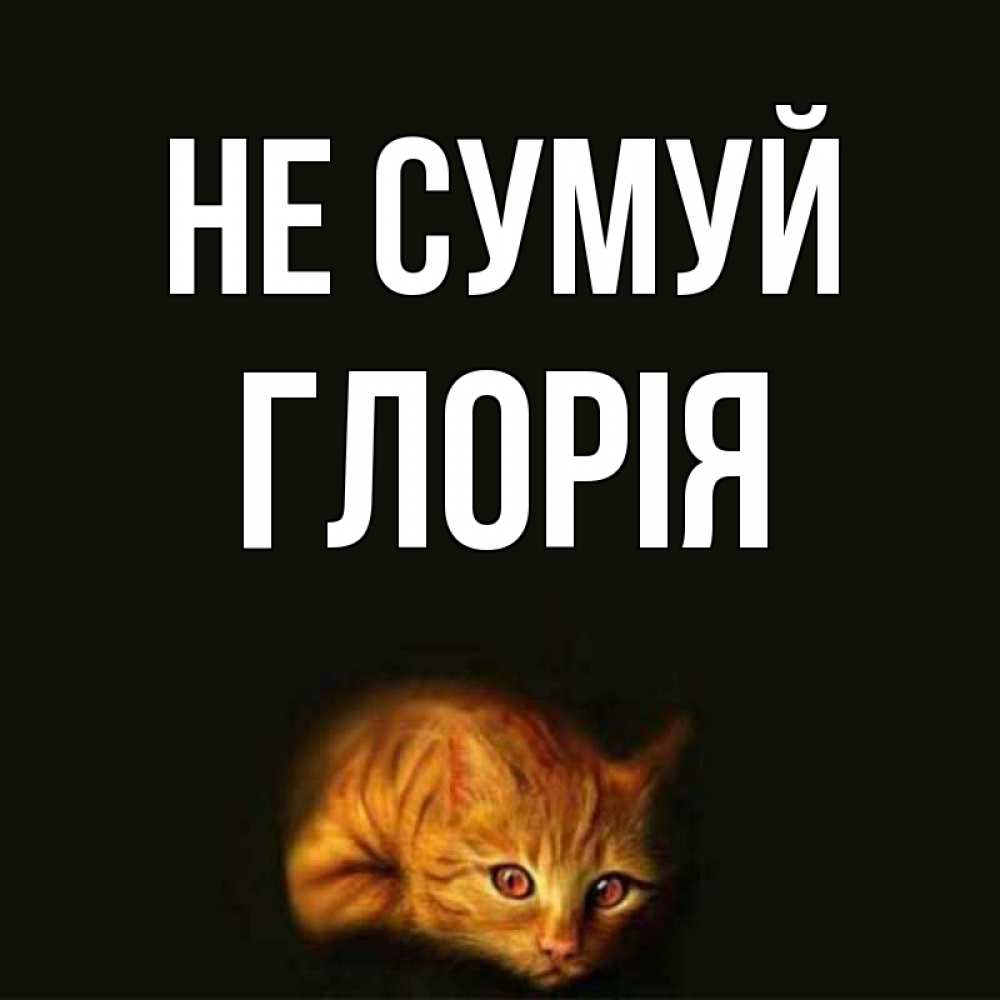 Открытка на каждый день з підписом, Глорія Не сумуй лежащий кот в темноте Прикольна листівка з побажанням онлайн скачати безкоштовно 