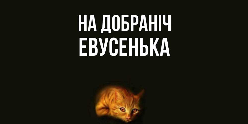 Открытка на каждый день з підписом, Евусенька На добраніч кот Прикольна листівка з побажанням онлайн скачати безкоштовно 