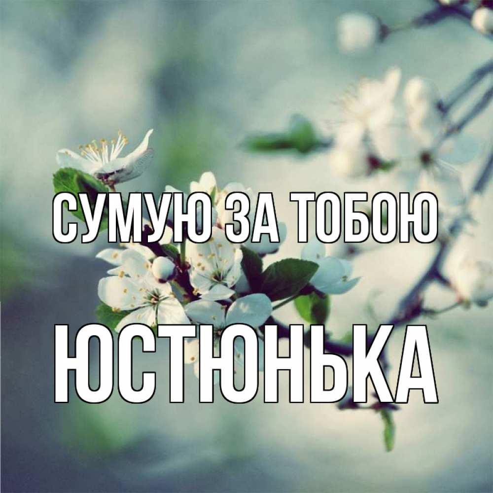 Открытка на каждый день з підписом, Юстюнька Сумую за тобою весна Прикольна листівка з побажанням онлайн скачати безкоштовно 