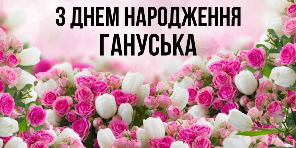 Открытка на каждый день з підписом, Гануська З Днем народження открытка с разными розами Прикольна листівка з побажанням онлайн скачати безкоштовно 