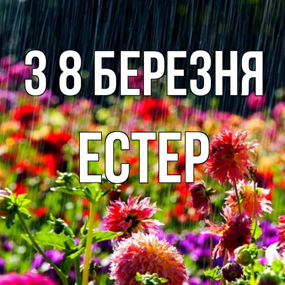 Открытка на каждый день з підписом, Естер З 8 БЕРЕЗНЯ цветы под дождиком к международному женскому дню Прикольна листівка з побажанням онлайн скачати безкоштовно 