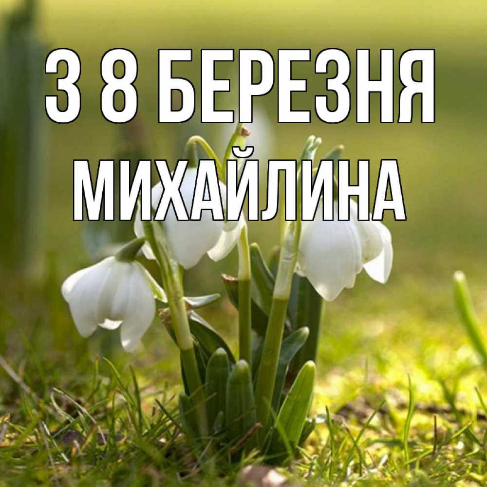 Открытка на каждый день з підписом, Михайлина З 8 БЕРЕЗНЯ ранние цветы 2 Прикольна листівка з побажанням онлайн скачати безкоштовно 