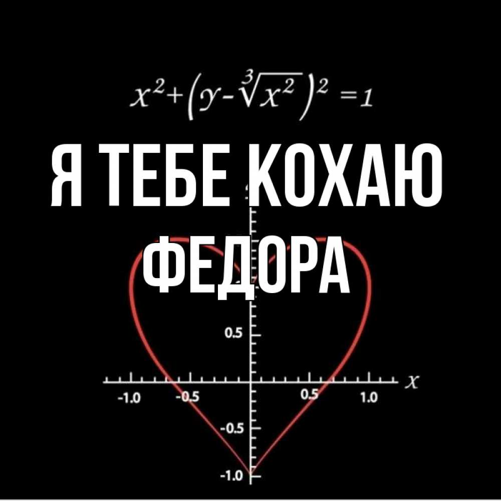 Открытка на каждый день з підписом, Федора Я тебе кохаю сердечная формула Прикольна листівка з побажанням онлайн скачати безкоштовно 