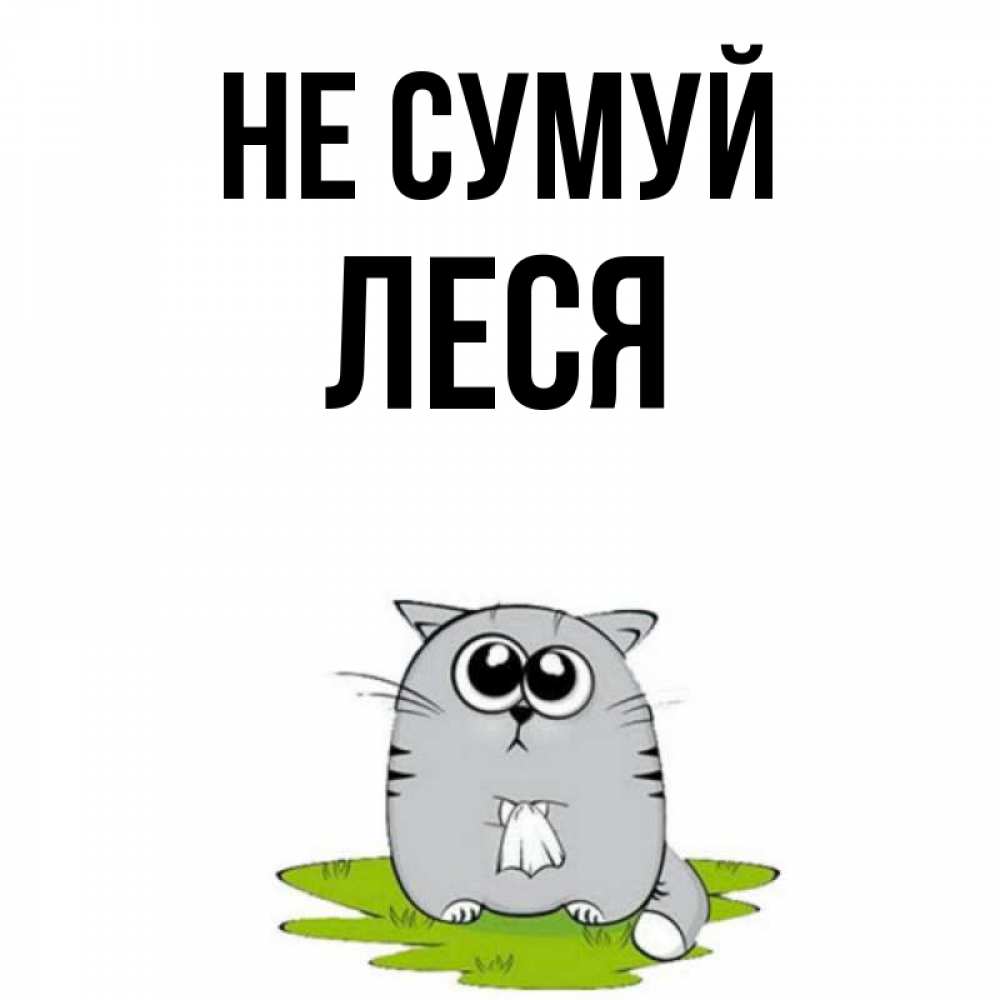 Открытка на каждый день з підписом, Леся Не сумуй грустный котяра Прикольна листівка з побажанням онлайн скачати безкоштовно 
