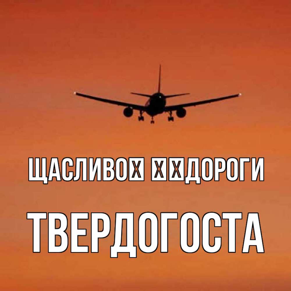 Открытка на каждый день з підписом, Твердогоста Щасливої ​​дороги силуэт самолета Прикольна листівка з побажанням онлайн скачати безкоштовно 