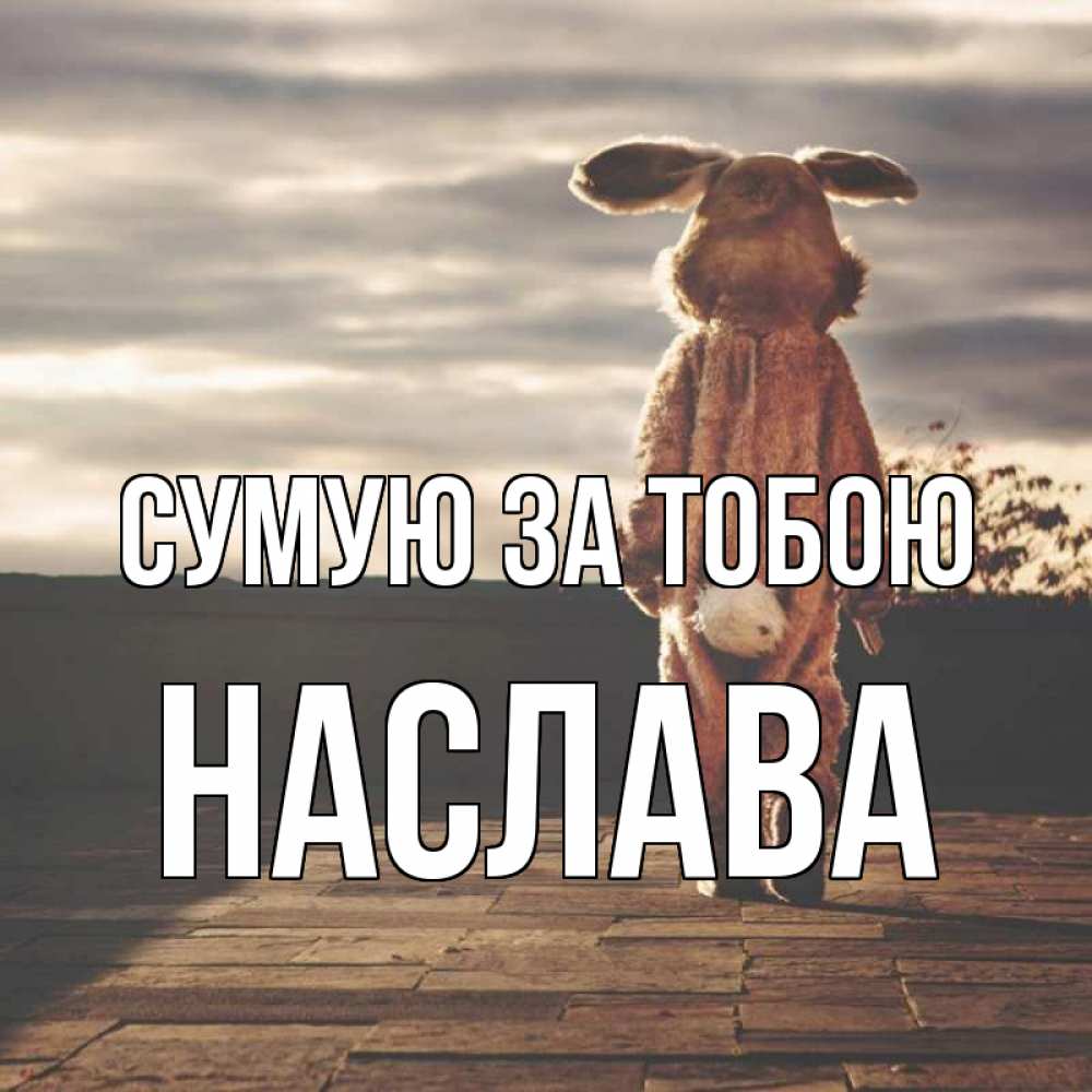 Открытка на каждый день з підписом, Наслава Сумую за тобою даже в костюме зайца Прикольна листівка з побажанням онлайн скачати безкоштовно 