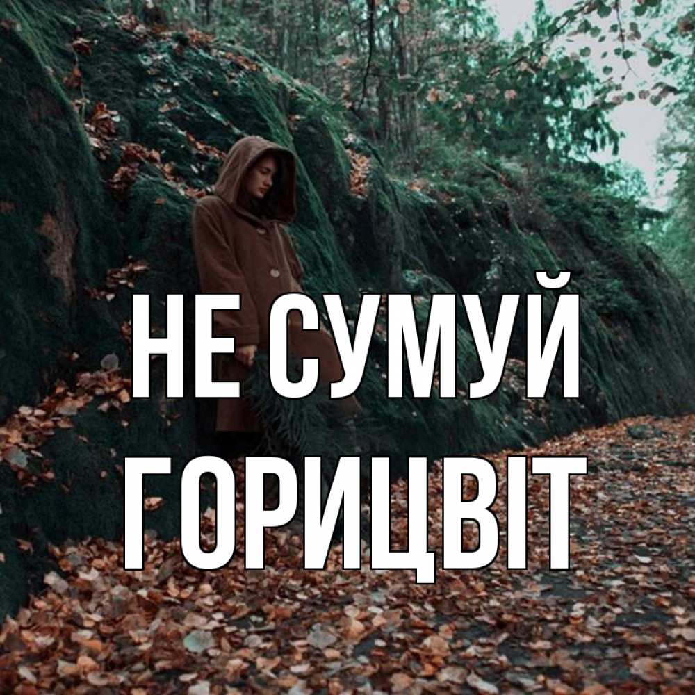 Открытка на каждый день з підписом, Горицвіт Не сумуй осенний лес Прикольна листівка з побажанням онлайн скачати безкоштовно 