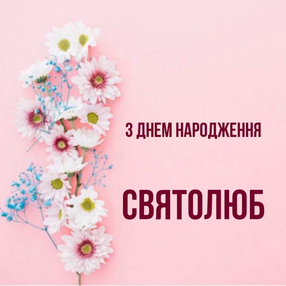 Открытка на каждый день з підписом, Святолюб З Днем народження Родная моя с днем рождения тебя картинка с цветами белыми и голубыми Прикольна листівка з побажанням онлайн скачати безкоштовно 