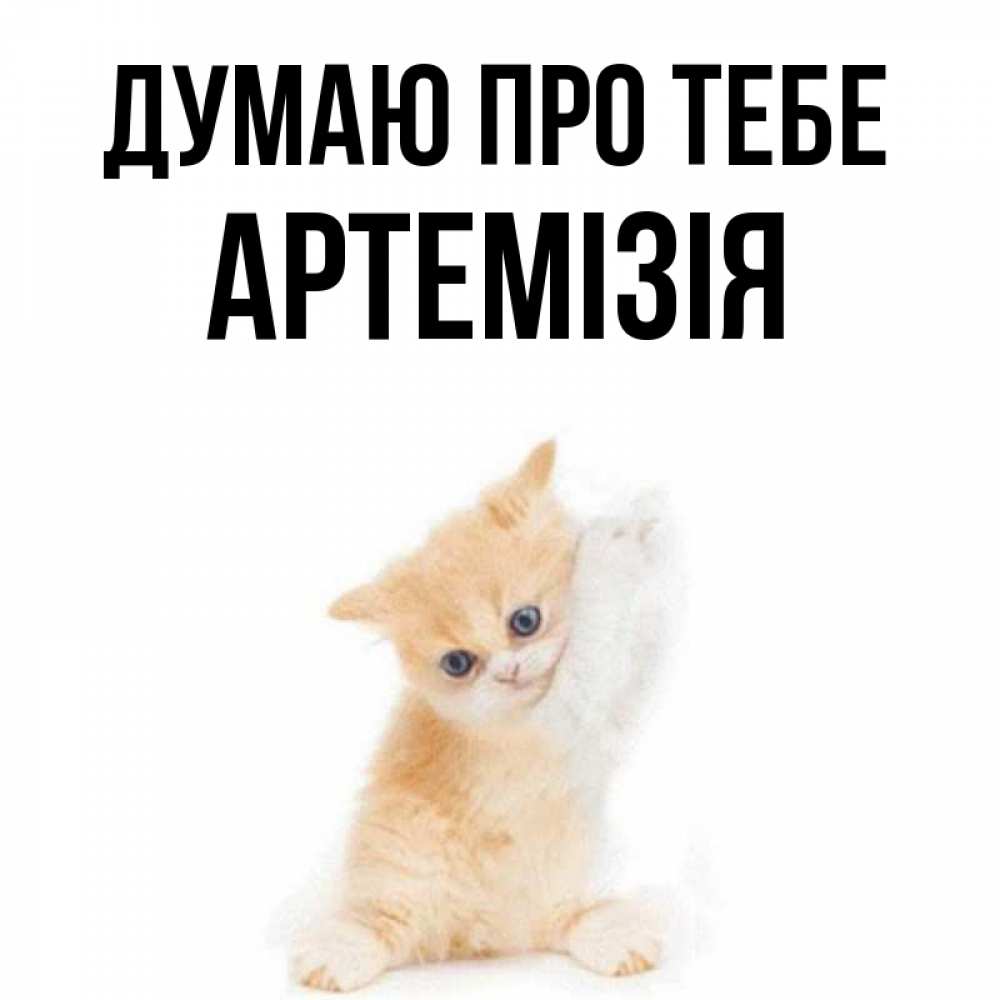 Открытка на каждый день з підписом, Артемізія Думаю про тебе зверушки и милота Прикольна листівка з побажанням онлайн скачати безкоштовно 
