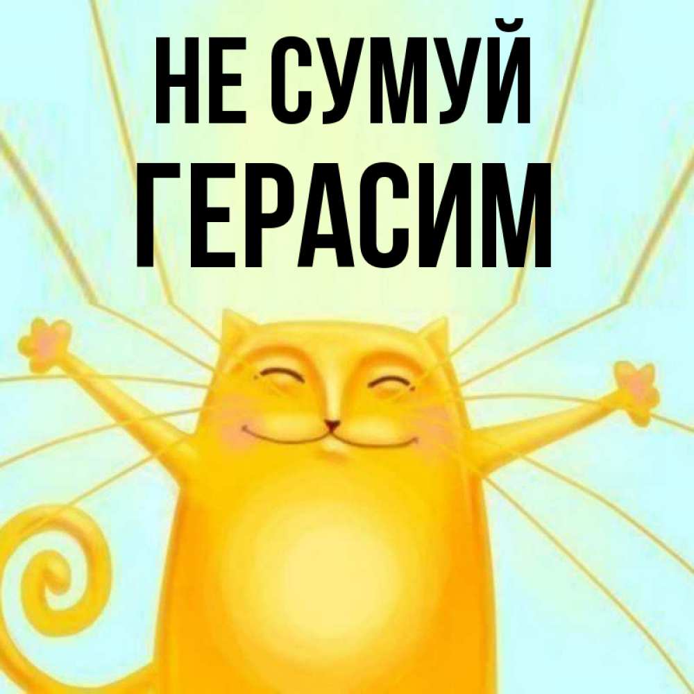 Открытка на каждый день з підписом, Герасим Не сумуй обнимашки усатые Прикольна листівка з побажанням онлайн скачати безкоштовно 