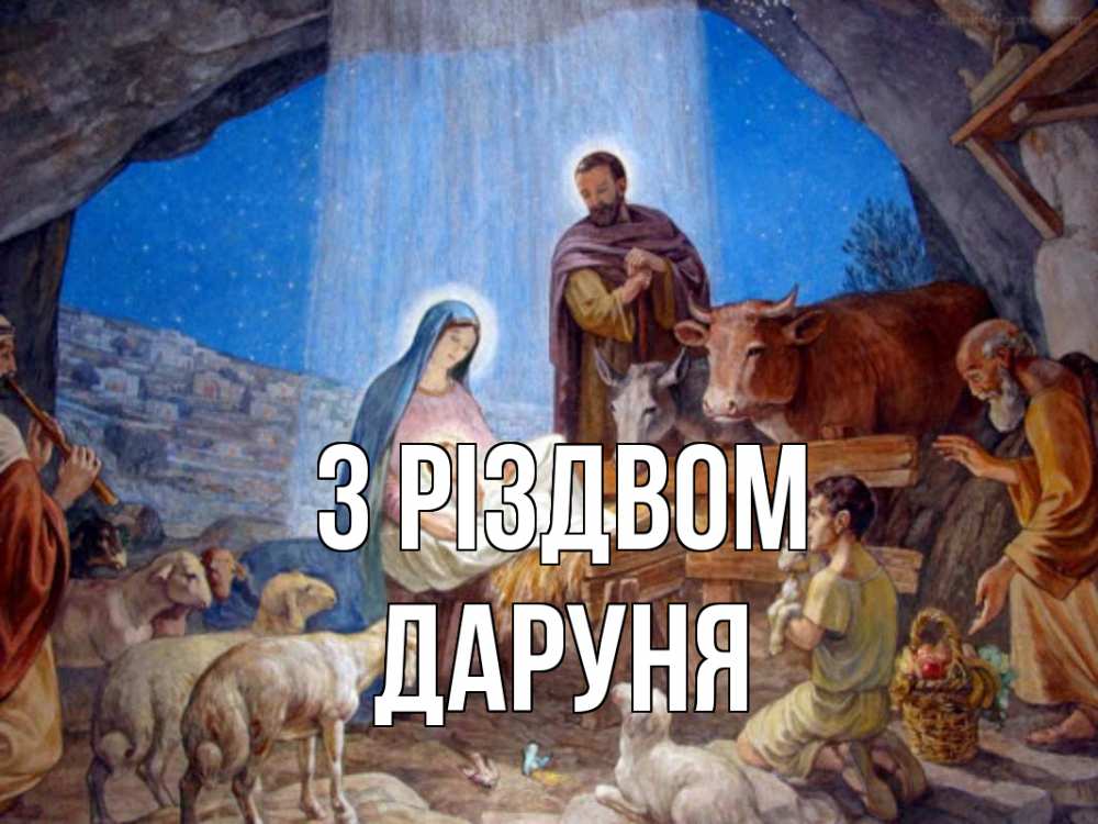 Открытка на каждый день з підписом, Даруня З Різдвом Хлев с животными, Иисус, рождество Прикольна листівка з побажанням онлайн скачати безкоштовно 