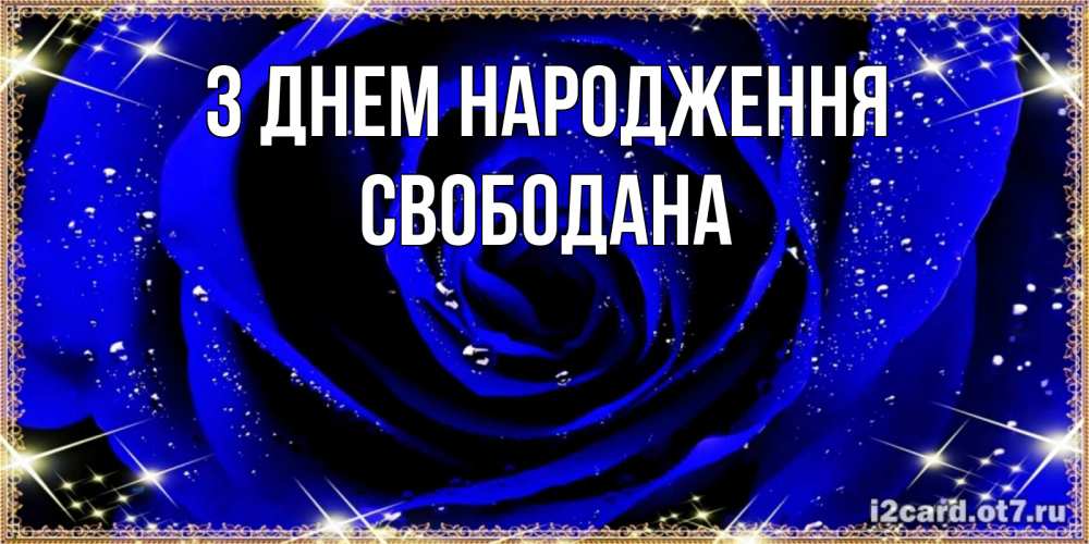 Открытка на каждый день з підписом, Свободана З Днем народження голубые цветы в росе Прикольна листівка з побажанням онлайн скачати безкоштовно 