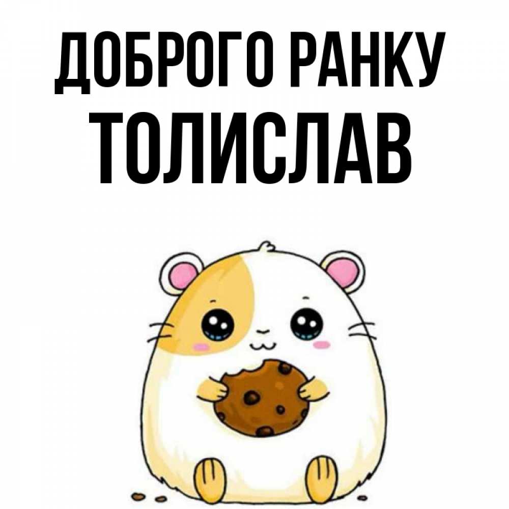 Открытка на каждый день з підписом, Толислав Доброго ранку есть печеньку. Утречко Прикольна листівка з побажанням онлайн скачати безкоштовно 