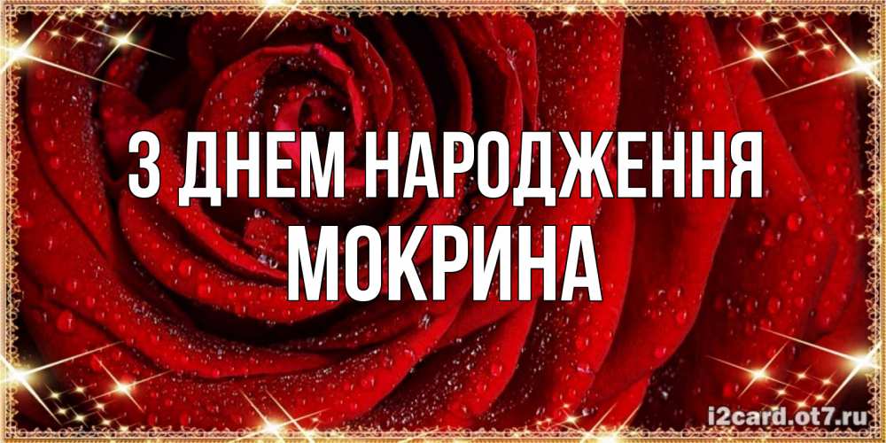 Открытка на каждый день з підписом, Мокрина З Днем народження роса на розе блестящая в лучах солнца Прикольна листівка з побажанням онлайн скачати безкоштовно 