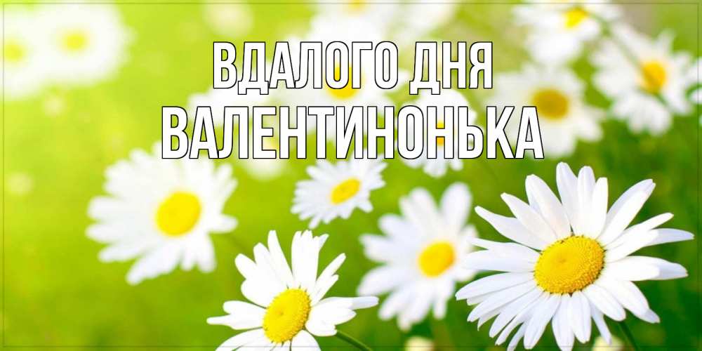 Открытка на каждый день з підписом, Валентинонька Вдалого дня открытка с ромашками на зеленом фоне Прикольна листівка з побажанням онлайн скачати безкоштовно 