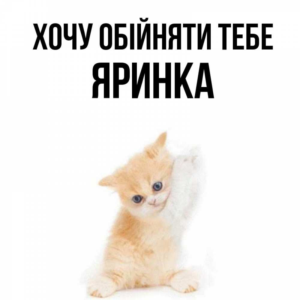 Открытка на каждый день з підписом, Яринка Хочу обійняти тебе я хочу очень скорее обнимаешек Прикольна листівка з побажанням онлайн скачати безкоштовно 