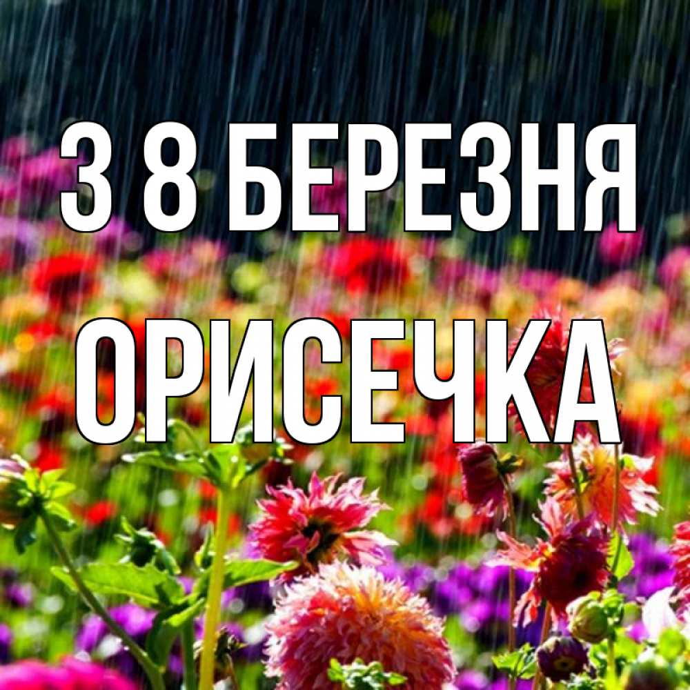 Открытка на каждый день з підписом, Орисечка З 8 БЕРЕЗНЯ цветы под дождиком к международному женскому дню Прикольна листівка з побажанням онлайн скачати безкоштовно 