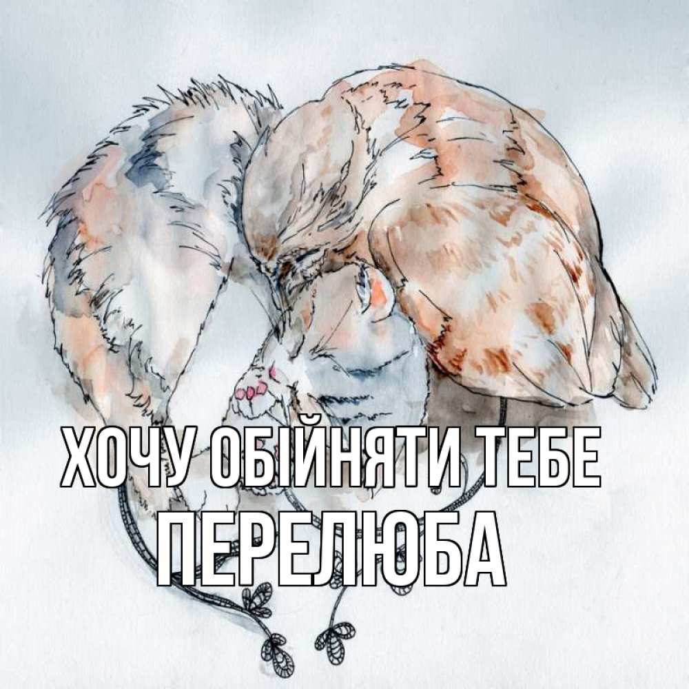Открытка на каждый день з підписом, Перелюба Хочу обійняти тебе можно быть вместе даже когда очень разные Прикольна листівка з побажанням онлайн скачати безкоштовно 