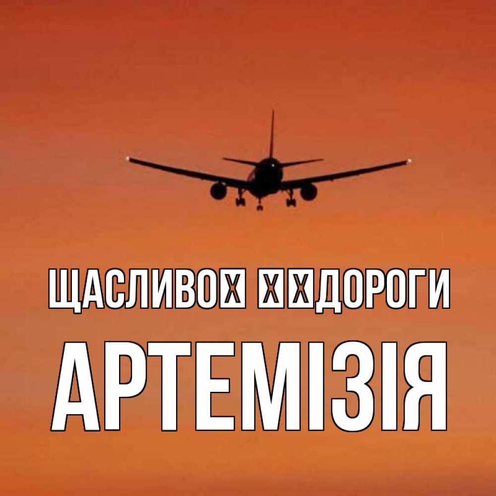Открытка на каждый день з підписом, Артемізія Щасливої ​​дороги силуэт самолета Прикольна листівка з побажанням онлайн скачати безкоштовно 