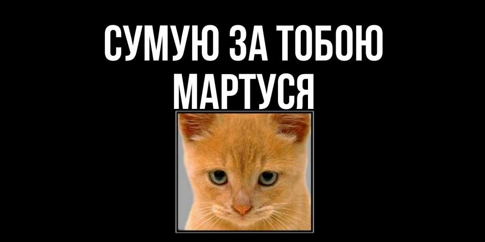 Открытка на каждый день з підписом, Мартуся Сумую за тобою открытки рыжий котенок скучает по тебе Прикольна листівка з побажанням онлайн скачати безкоштовно 