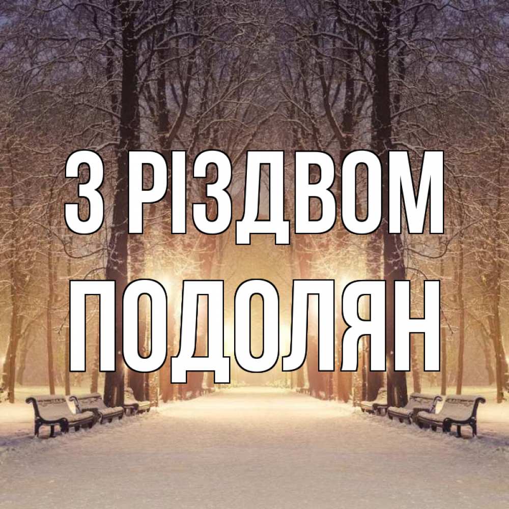 Открытка на каждый день з підписом, Подолян З Різдвом зима, парк, фонарь, лес Прикольна листівка з побажанням онлайн скачати безкоштовно 