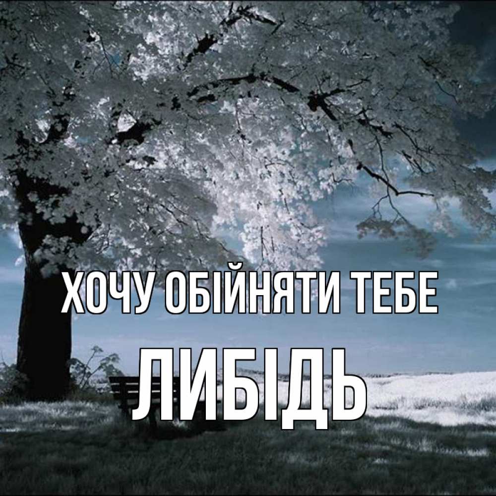Открытка на каждый день з підписом, Либідь Хочу обійняти тебе дерево Прикольна листівка з побажанням онлайн скачати безкоштовно 