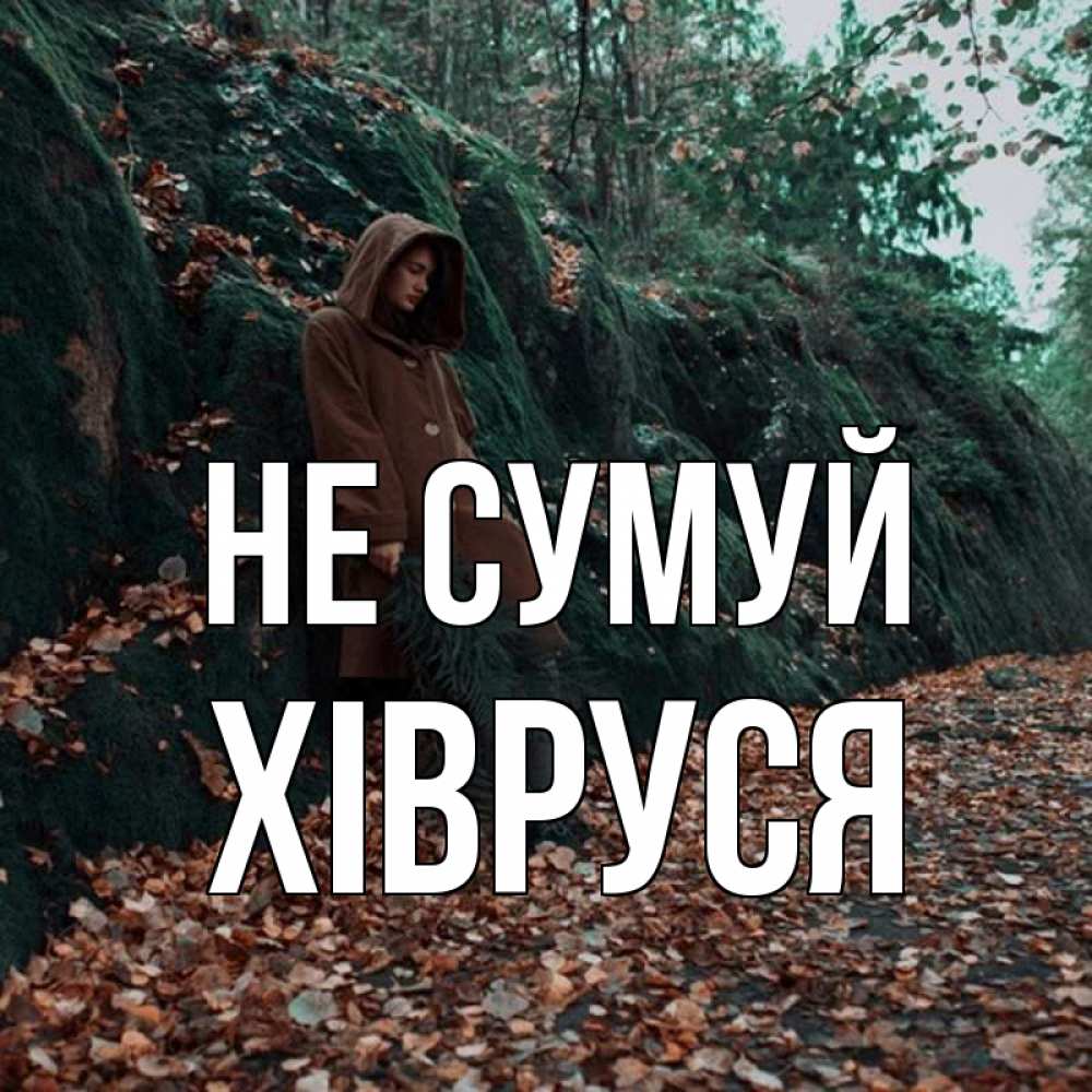 Открытка на каждый день з підписом, Хівруся Не сумуй осенний лес Прикольна листівка з побажанням онлайн скачати безкоштовно 