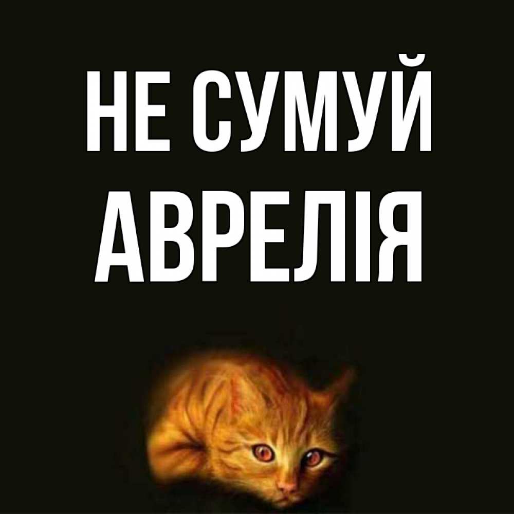 Открытка на каждый день з підписом, Аврелія Не сумуй лежащий кот в темноте Прикольна листівка з побажанням онлайн скачати безкоштовно 