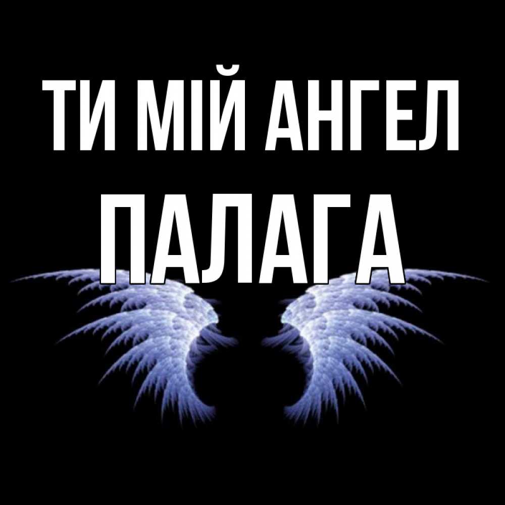 Открытка на каждый день з підписом, Палага Ти мій ангел ангельские крылья на черном фоне Прикольна листівка з побажанням онлайн скачати безкоштовно 