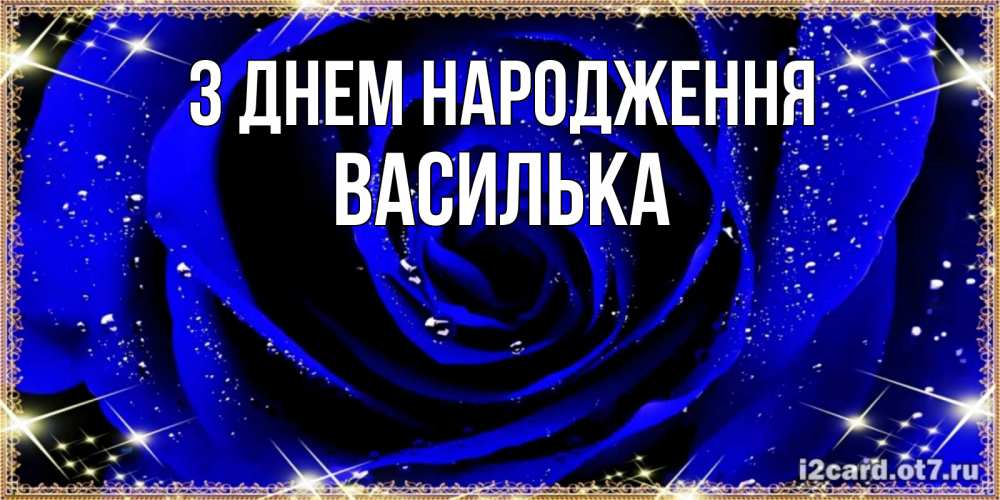 Открытка на каждый день з підписом, Василька З Днем народження голубые цветы в росе Прикольна листівка з побажанням онлайн скачати безкоштовно 