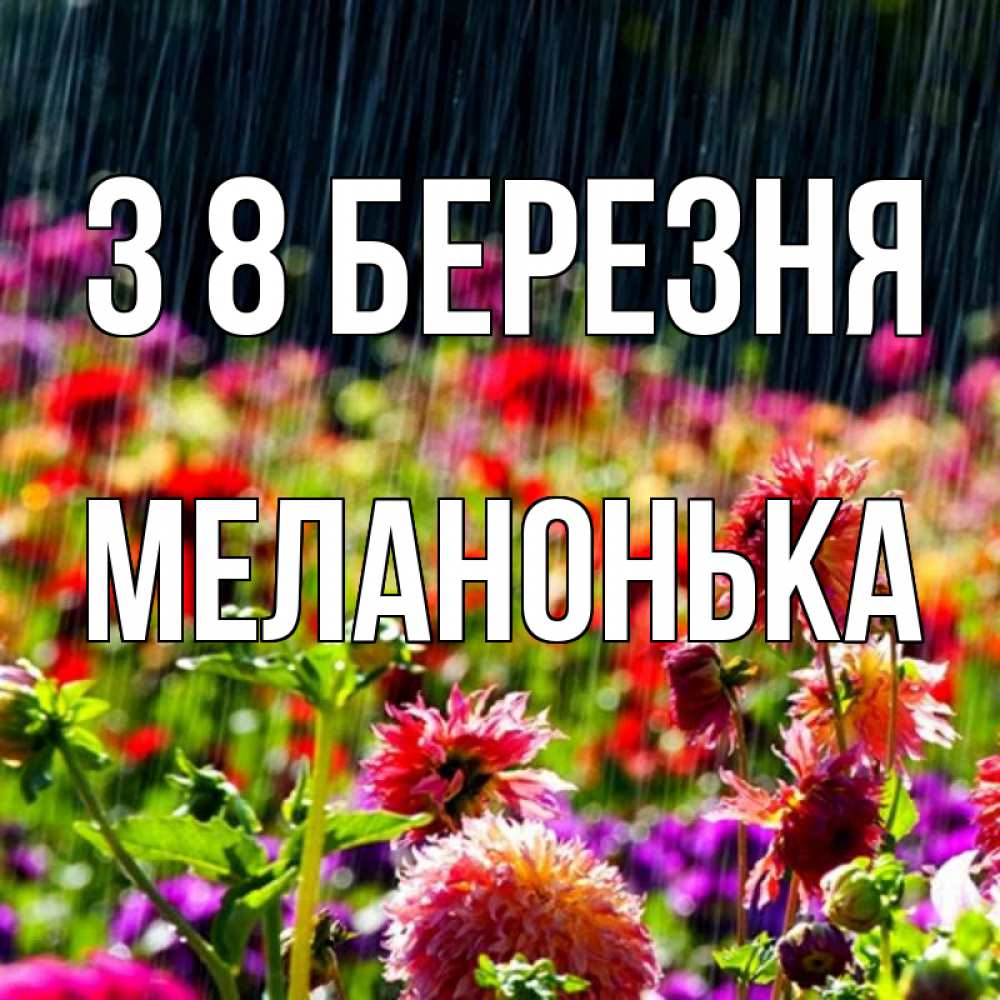 Открытка на каждый день з підписом, Меланонька З 8 БЕРЕЗНЯ цветы под дождиком к международному женскому дню Прикольна листівка з побажанням онлайн скачати безкоштовно 