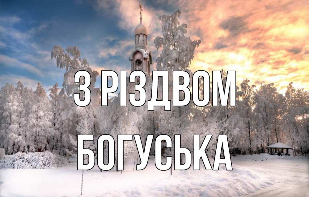 Открытка на каждый день з підписом, Богуська З Різдвом лес, зима 2 Прикольна листівка з побажанням онлайн скачати безкоштовно 