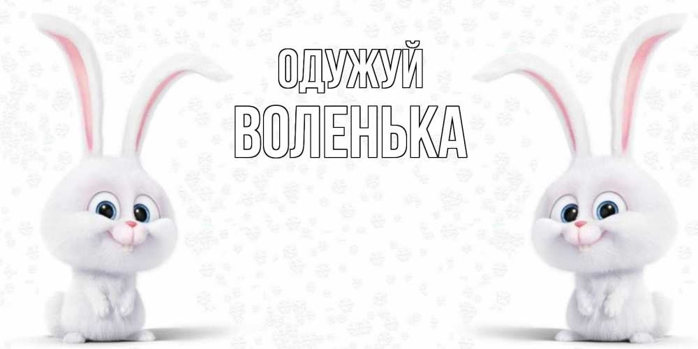 Открытка на каждый день з підписом, Воленька Одужуй не болей с зайцем Прикольна листівка з побажанням онлайн скачати безкоштовно 