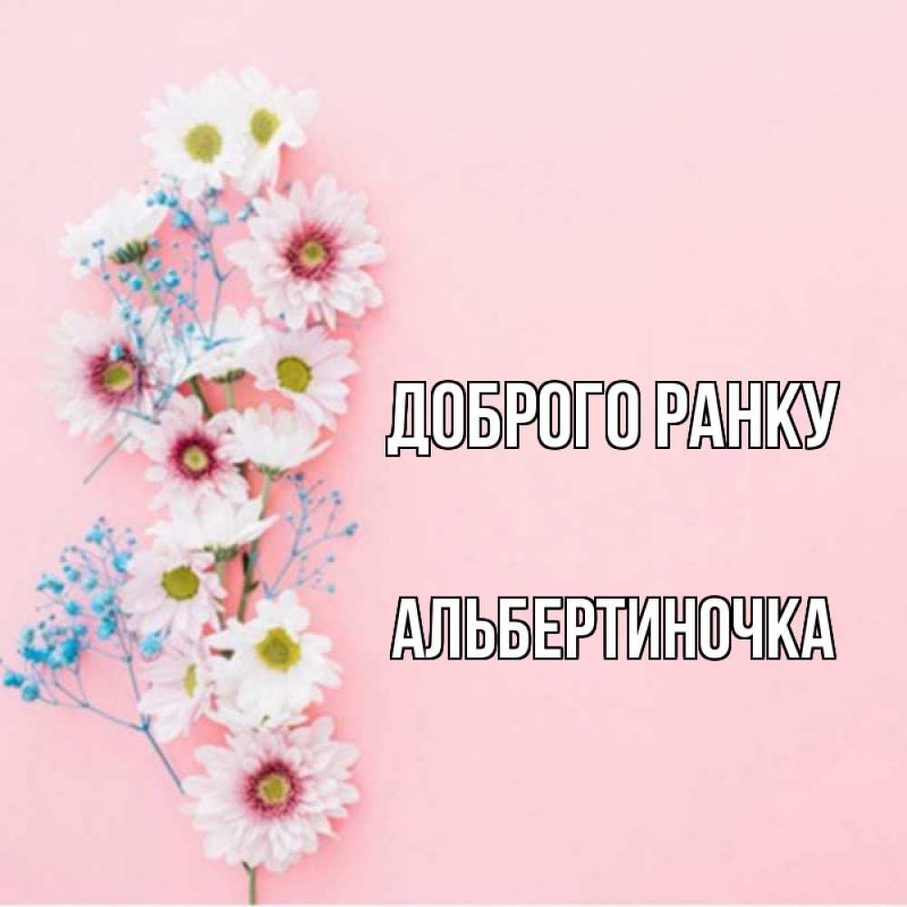 Открытка на каждый день з підписом, Альбертиночка Доброго ранку цветы с подписью Прикольна листівка з побажанням онлайн скачати безкоштовно 