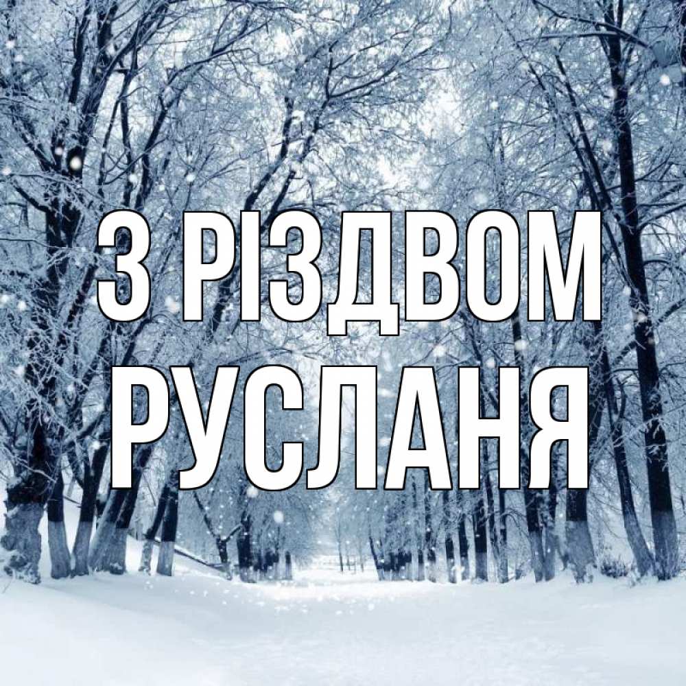 Открытка на каждый день з підписом, Русланя З Різдвом снег, лес, парк Прикольна листівка з побажанням онлайн скачати безкоштовно 